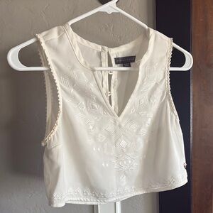 Kendall & Kylie Cream Embellished Crop Tank Top